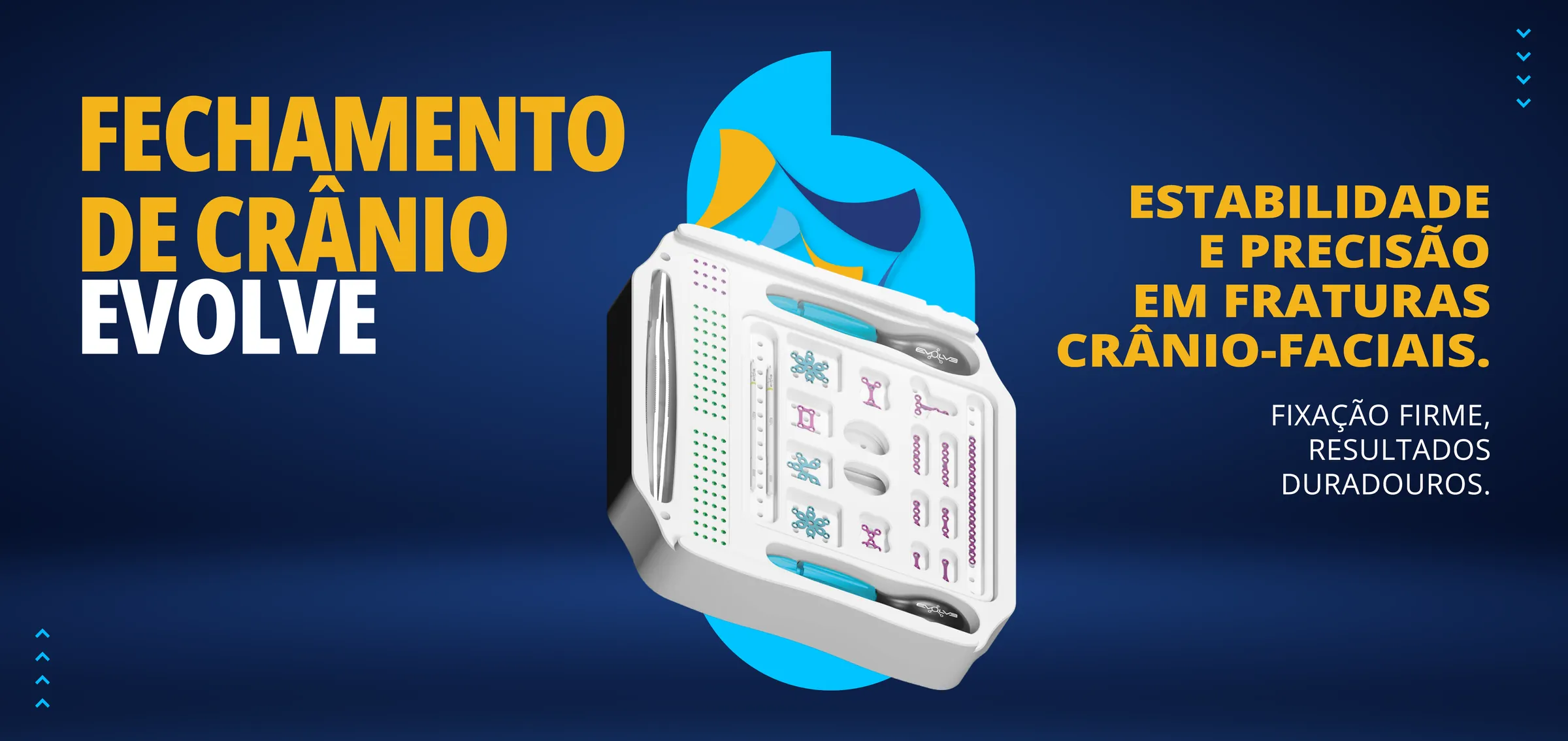 Fechamento de Crânio EVOLVE: Sistema de placas especiais e parafusos para síntese óssea
